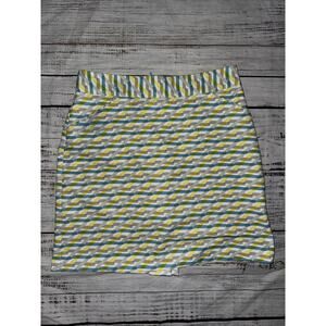 Peter Millar Womens Skort Yellow Gray Teal Print Pickleball Golf Size 2 Athletic